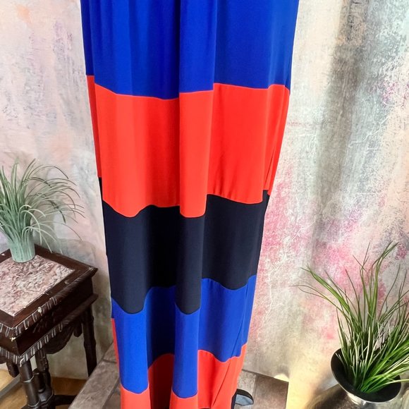 📌Enfocus  Block Stripes Sleeveless Plus Size Maxi Dress - Picture 5 of 14